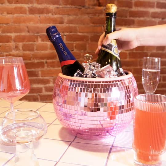 9.25" Drinking Buddies Pink Disco Ball Ice Bucket